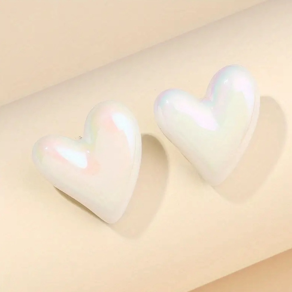 Heart Shaped White Earrings